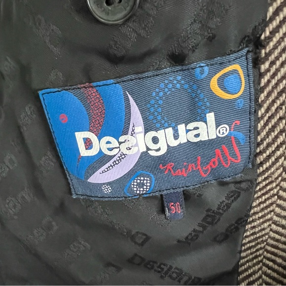 Desigual Mixed Pattern Wool Tweed Blazer Jacket - Picture 6 of 9